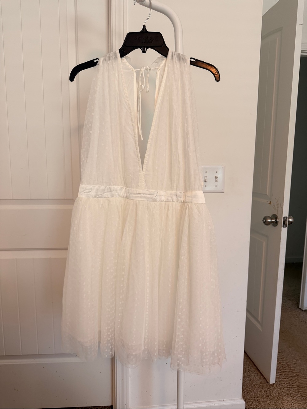 Showpo White Dotted Tulle Mini Dress